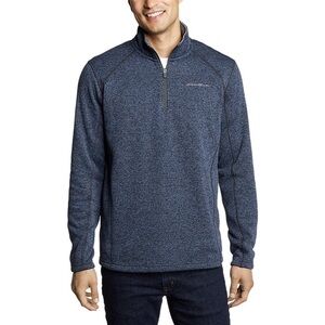 Eddie Bauer Men's Heathered Navy Quarter-Zip Pullover